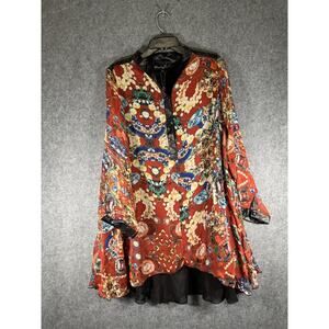 Pretty Angel Tunic Women S Long Sleeve Red Silk Blend Artsy Art To wear eclectic